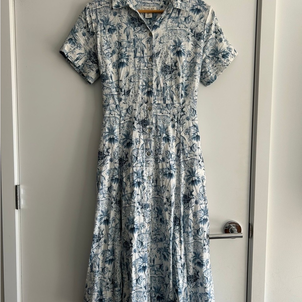Rachel Zoe Navy and White Patterned Midi Dress
